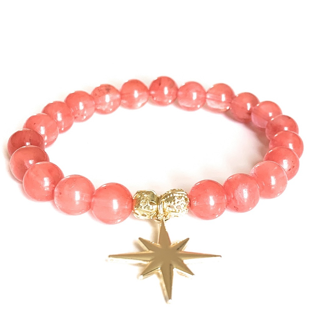 Watermelon Tourmaline Gemstone Bead Bracelet